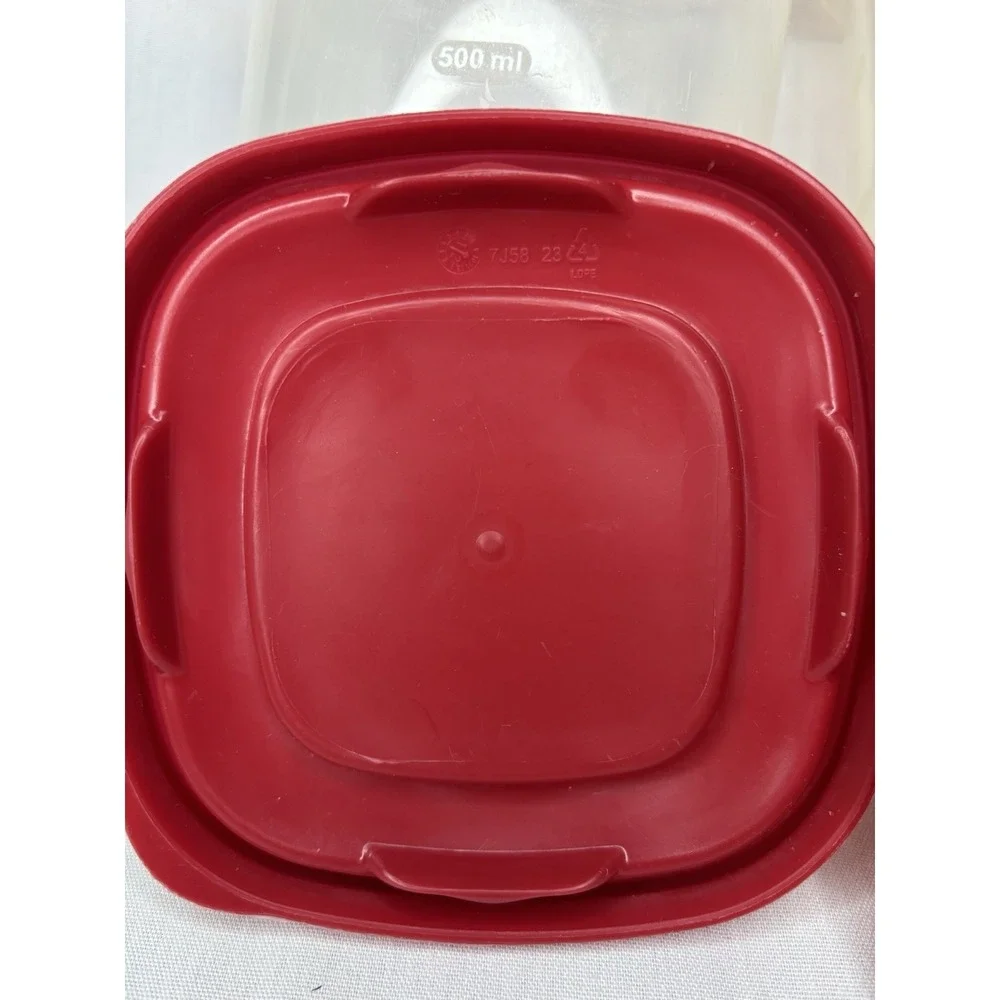 Rubbermaid Storage Container Set 1.2L Rectangular Clear/Red Snap Lid 2pcs